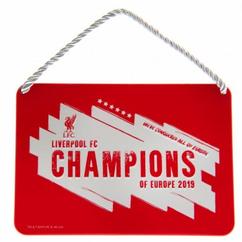 Liverpool FC табела за стена Champions Of Europe Bedroom Sign