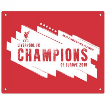 Liverpool FC табела за стена Champions Of Europe Metal Sign