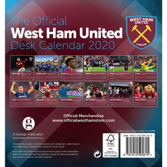 West Ham United настолен календар 2020
