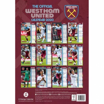 West Ham United календар 2020 Team A3