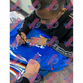 Легенди футболна фланелка Rangers FC Morelos 2017-2018 Signed Shirt