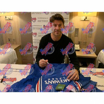 Легенди футболна фланелка Rangers FC Laudrup 1998 Signed Shirt