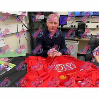 Легенди фланелка с рамка Manchester United FC Scholes 2008 Signed Shirt Medal (Framed)