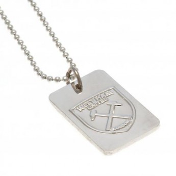 West Ham United колие с висулка куче Silver Plated Dog Tag & Chain