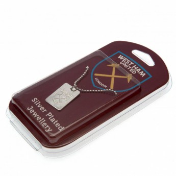 West Ham United колие с висулка куче Silver Plated Dog Tag & Chain