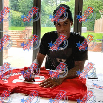 Легенди фланелка с рамка Rashford and Greenwood 2019-2020 Signed Shirts (Dual Framed)