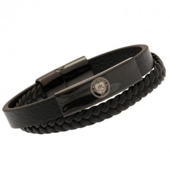 Manchester City кожена гривна Black IP Leather Bracelet