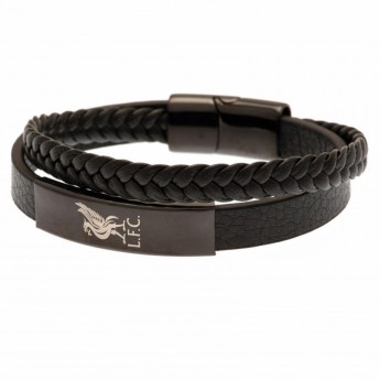 Liverpool FC кожена гривна Black IP Leather Bracelet