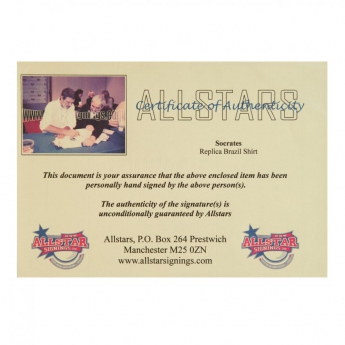 Легенди фланелка с рамка Brasil Socrates Signed Shirt Silhouette