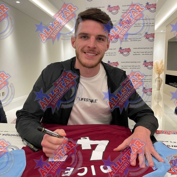 Легенди футболна фланелка West Ham United FC Rice Signed Shirt