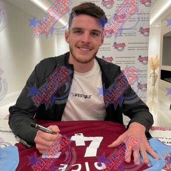 Легенди фланелка с рамка West Ham United FC Rice Signed Shirt (Framed)