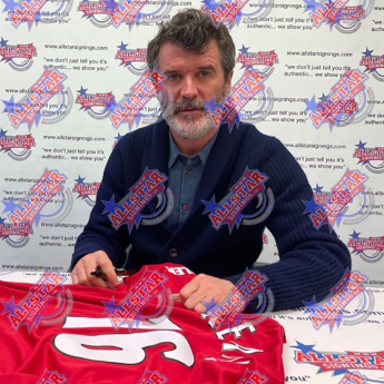 Легенди футболна фланелка Manchester United FC Keane Signed Shirt
