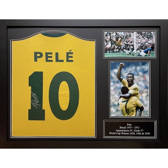 Легенди фланелка с рамка Brasil 1970 Pele Signed Shirt (Framed)