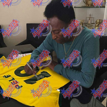 Легенди футболна фланелка Brasil 1970 Pele Signed Shirt