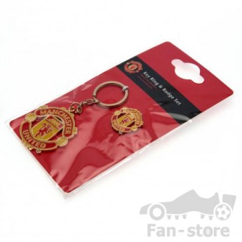 Manchester United ключодържател и значка design set