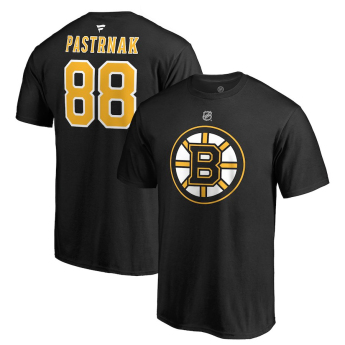 Boston Bruins мъжка тениска black #88 David Pastrňák Stack Logo Name & Number