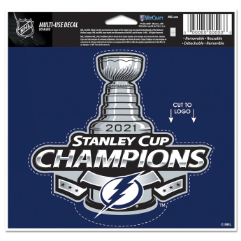 Tampa Bay Lightning стикер 2021 Stanley Cup Champions 4´´ x 6´´ Cut-to-Logo Multi-Use Decal