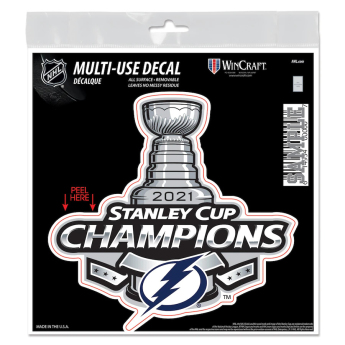 Tampa Bay Lightning стикер 2021 Stanley Cup Champions 6´´ x 6´´ Repositionable Decal