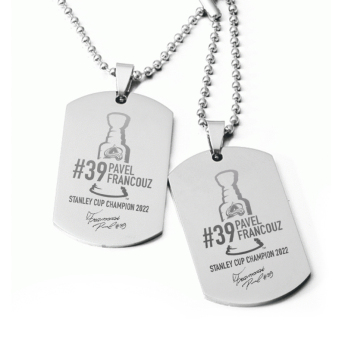 Colorado Avalanche кучешка табелка на врата Pavel Francouz #39 Stanley Cup Champion 2022