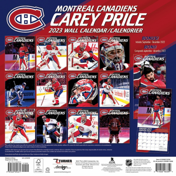 Montreal Canadiens календар Carey Price #31 2023 Wall Calendar