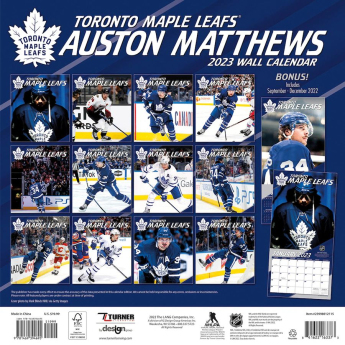 Toronto Maple Leafs календар Auston Matthews #34 2023 Wall Calendar