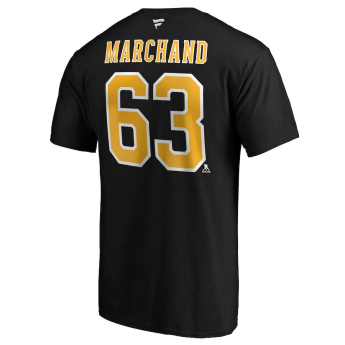 Boston Bruins мъжка тениска Brad Marchand #63 Stack Logo Name & Number