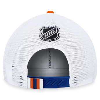 Edmonton Oilers баскетболна шапка с козирка Draft 2023 Podium Trucker Adjustable Authentic Pro