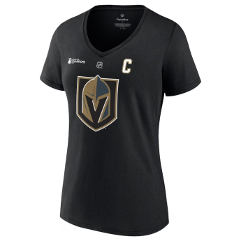 Vegas Golden Knights дамска тениска Mark Stone 2023 Stanley Cup Champions Authentic Stack Player Name & Number V-Neck
