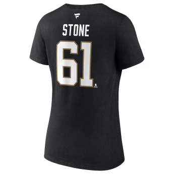Vegas Golden Knights дамска тениска Mark Stone 2023 Stanley Cup Champions Authentic Stack Player Name & Number V-Neck
