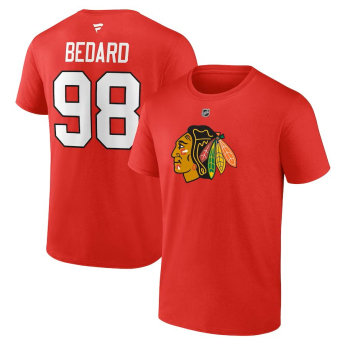 Chicago Blackhawks мъжка тениска Connor Bedard #98 Draft 2023 Stack Logo Name & Number Red
