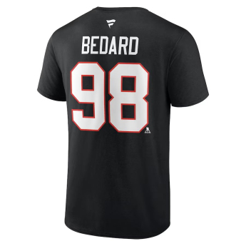 Chicago Blackhawks мъжка тениска Connor Bedard #98 Draft 2023 Stack Logo Name & Number Black