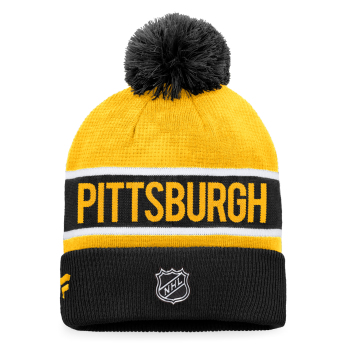 Pittsburgh Penguins зимна шапка Authentic Pro Game & Train Cuffed Pom Knit Black-Yellow Gold