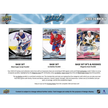 NHL кутии хокей карти NHL 2023-24 Upper Deck MVP Hockey Hobby Box