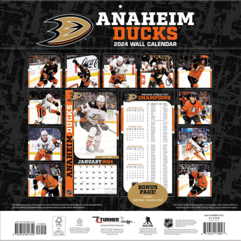 Anaheim Ducks календар 2024 Wall Calendar