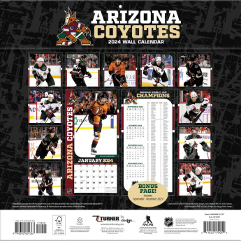Arizona Coyotes календар 2024 Wall Calendar