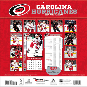 Carolina Hurricanes календар 2024 Wall Calendar