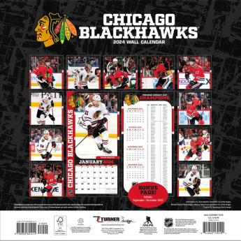 Chicago Blackhawks календар 2024 Wall Calendar