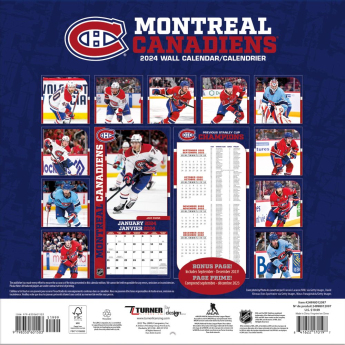 Montreal Canadiens календар 2024 Wall Calendar