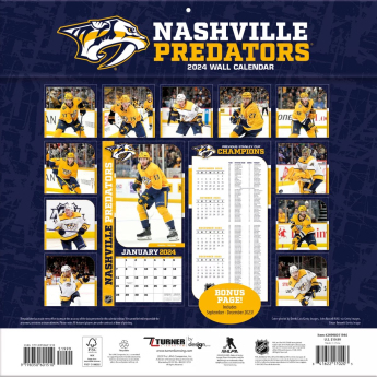 Nashville Predators календар 2024 Wall Calendar
