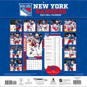 New York Rangers календар 2024 Wall Calendar