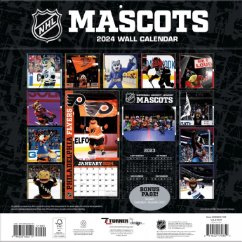 NHL продукти календар NHL Mascots 2024 Wall Calendar