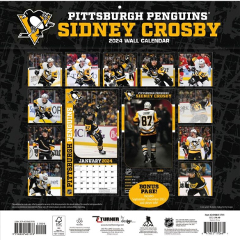 Pittsburgh Penguins календар Sidney Crosby #87 2024 Wall Calendar