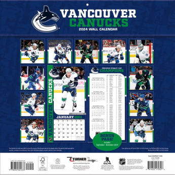 Vancouver Canucks календар 2024 Wall Calendar