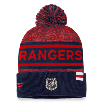 New York Rangers зимна шапка Authentic Pro Rink Heathered Cuffed Pom Knit