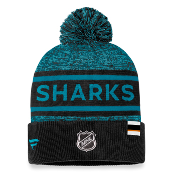 San Jose Sharks зимна шапка Authentic Pro Rink Heathered Cuffed Pom Knit