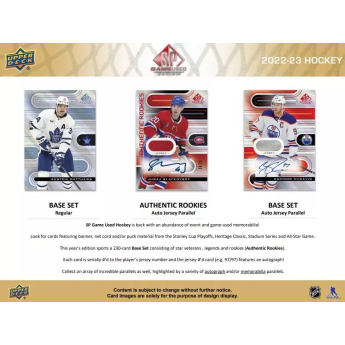 NHL кутии хокей карти NHL 2022-23 Upper Deck SP Game Used Hobby Box