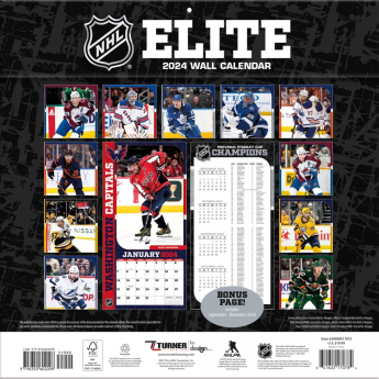 NHL продукти календар NHL Elite 2024 Wall Calendar