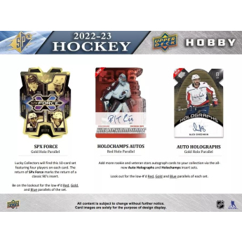 NHL кутии хокей карти NHL 2022-23 Upper Deck SPx Hockey Hobby Box