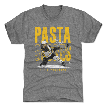 Boston Bruins мъжка тениска David Pastrnak #88 Pasta Scores WHT 500 Level Grey
