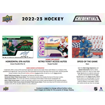 NHL кутии хокей карти NHL 2022-23 Upper Deck Credentials Hobby Box